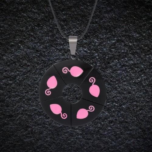 Pink Harongg-Miracle Ladybug Necklace Rope Ladybugs Chat Noir Kids Punk Jewelry Round Pendant Necklaces For Girls Gift
