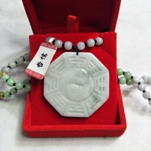 Zheru Jewelry Pure Natural Jadeite Light Green Gossip Pendant Tricolor Jade Bead Necklace A Class A National Certificate