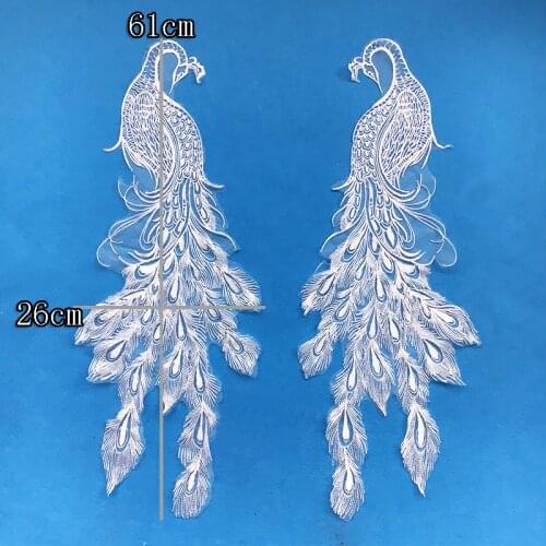 1 Pair Peacock Lace Tirm DIY Crafts Sewing Garment Dress Accessories Patchwork Patches Iron On Clothing Decoration