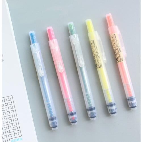 1PC Replaceable refill Highlighter Pen Fluorescent Cute Kawaii Color for school marker pen Press Japanese Stationery