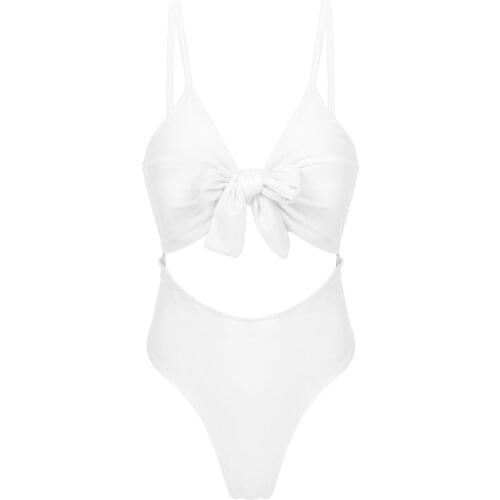 1Pcs Women Sexy Monokini Swimsuit Shoulder Strap Backless Bowknot Hollow Out Padded Swimwear Bathing Suit Beachwear Bodysuits