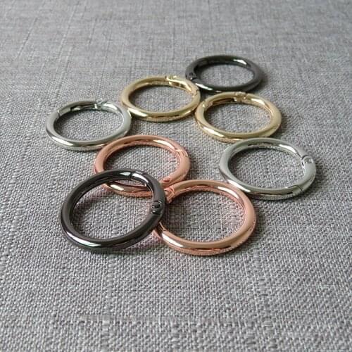 100 pcs 25mm Metal spring gate O ring openable key ring bag leather chain harness accessories belt strap wheel buckle snap hook