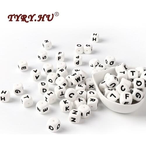 100pcs English/Russian Letters Beads Food Grade 12mm Silicone Letter Beads Baby Teething Necklace Pendant Baby Teethers