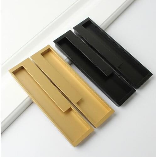 15.75" Black/Gray/Embedded Stealth Door Handle Slotted Drawer cupboard wardrobe hidden door handles sliding door pull