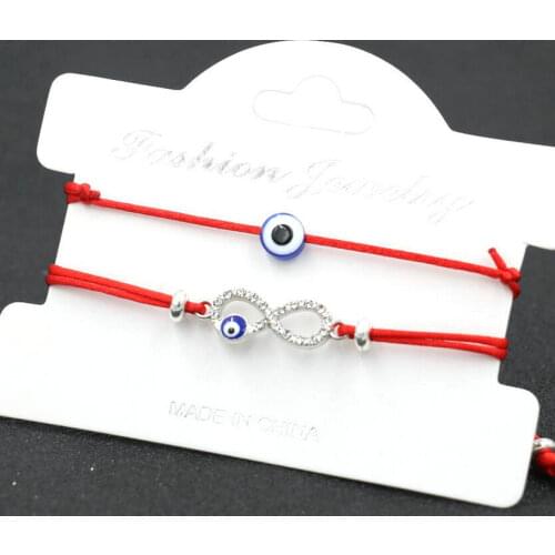 2pcs/set Lucky Red Thread String Evil Eye 8 Infinity Bracelet Women Friendship Evil Eye Bracelets Lovers Couple Bracelet Jewelry