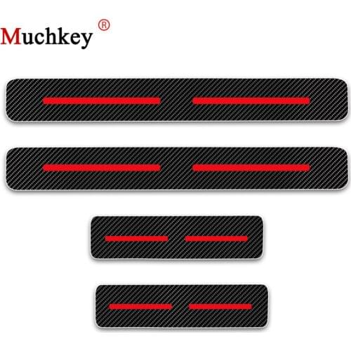 Auto Part For Peugeot 307 206 308 407 207 208 3008 2008 508 306 301 5008 Door Sill Scuff Plate Carbon Fiber Stickers 4Pcs
