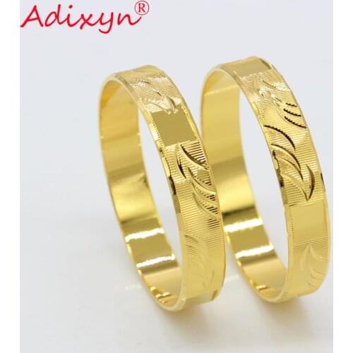 Adixyn 2pcs Gold Color Girls/Baby/Kids Bangle&bracelet for Childrens birthday Jewelry Gifts N080812