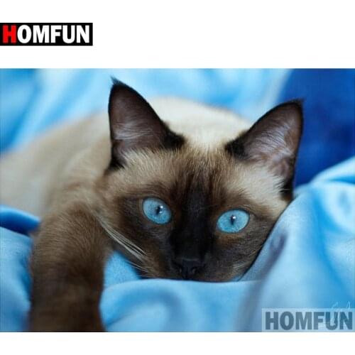 HOMFUN Full Square/Round Drill 5D DIY Diamond Painting "Cat"Embroidery Cross Stitch 5D Home Decor A06589