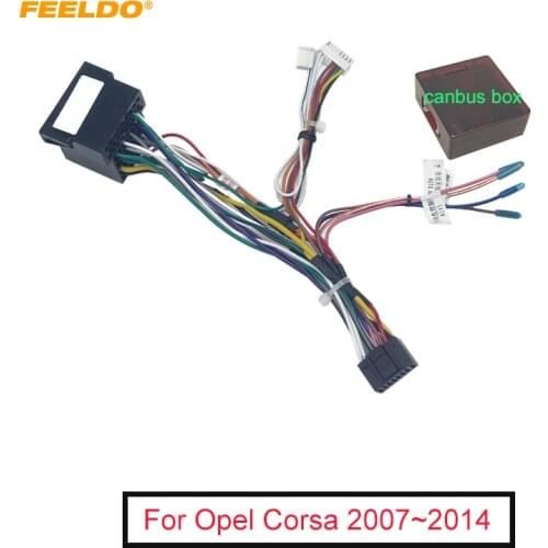 FEELDO Car 16pin Android Audio Wiring Harness With Canbus Box For Opel Corsa 07~14 Aftermarket Stereo Installation Wire