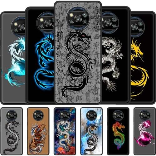 Black Dragon Cool Phone Case For Xiaomi Mi Poco X3 NFC M3 Pro 11 Note 10 10T 9 Lite CC9 CC9E Pro Soft Black Shell Cover