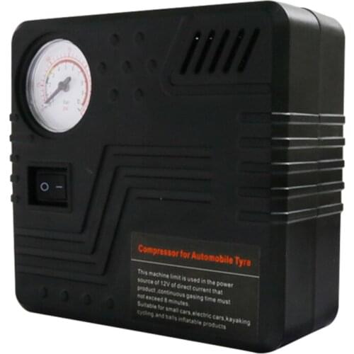 DC 12V 19 Cylinders 120W Air Compressor Pump Portable Electric Tire Inflator with Pressure Gauge (Black)