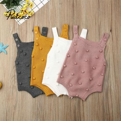 Pudcoco Baby Bodysuits Set Infant Jumpsuit Overall Sleeveless Baby Boys Clothing Autumn Knitted Girls Boys Baby Casual Clothes