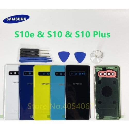For SAMSUNG Galaxy S10 Plus G975F & S10 G973F S10e G970F Glass Rear Case Back Cover Battery Door S10+ Housing + Tools