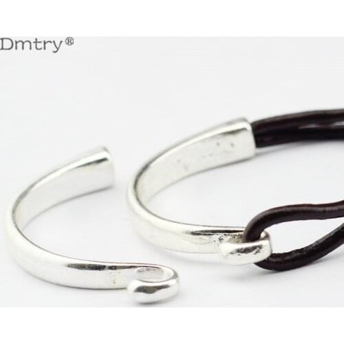 Dmtry 5pcs Antique Silver Plated Half Bangles For Making DIY Zinc Alloy Hooks Clasp Of Leather Bangles Bracelets Gift LC0065