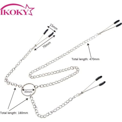 IKOKY Breast Clips Sex Slave Restraints Erotic Toys Nipple Clamps With Chain Nipple Stimulator Adult Games Sex Toys for Women