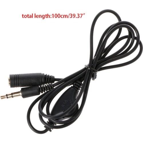 3.5mm Male To Female 3-Pole Plug Jack Stereo Audio Aux Cable With Volume Control