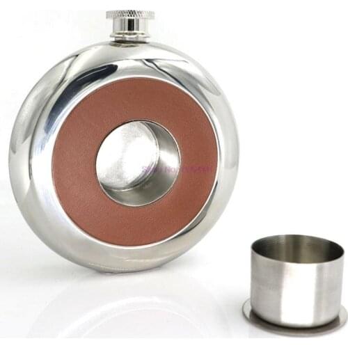 30pcs Round Stainless Steel Pocket Flask With Build-in Shot Glass 5Oz Hip Flask Mirror Polished Mini Alcohol Bottles for Outdoor