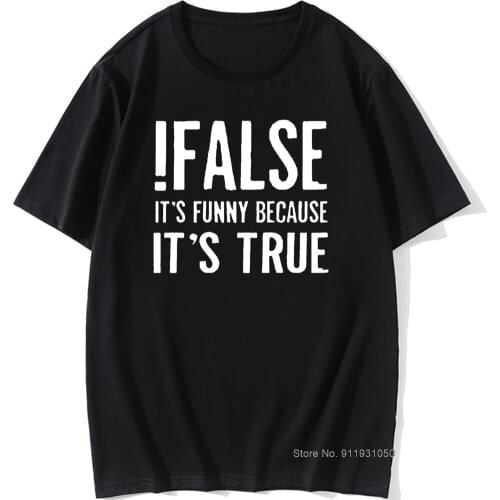 False Its Funny Because Its True T-Shirt Programmer Quote Printed T Shirt Funny Java The IT Crowd Geek Nerd Tee Shirts