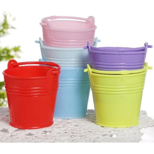 Small Plastic Bucket Tinplate Mini Keg Barrel Outdoor Garden Watering Flower Container Bathroom Kitchen Household Water Bucket