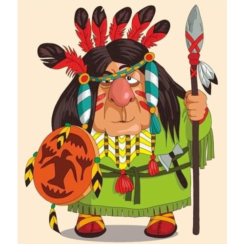 Cartoon Character Indians Warrior Diamond Painting Round Full Drill Nouveaute DIY Mosaic Embroidery 5D Cross Stitch Gifts