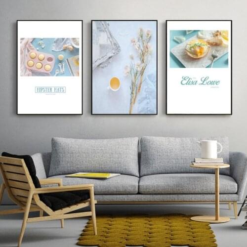 Pink Flowers Cake Tea Wall Art Canvas Painting Posters and Prints Nordic Decoration Home Wall Pictures for Living Room Decor
