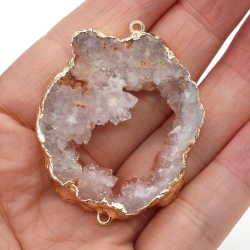 Natural Crystal Quartzs Connector Pendants Necklace Bracelet Accessories Charm Jewelry Gift Making