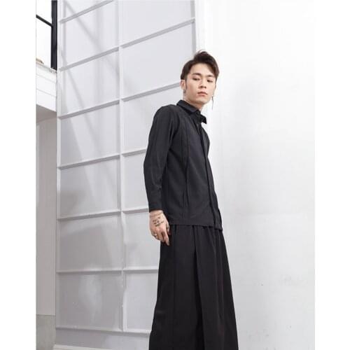 New Japanese retro trendy mens casual pants hairstylist mens pants wide leg pants trendy flared pants 2 pieces