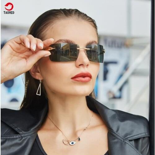 Classic leopard legs woman trendy fashion sunglasses Europe and America outdoor man retro rimless metal wrap full glasses TAORED