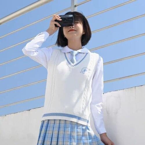 Boys&Girls Sleeveless Solid Color Knit JK Vests Pullovers V Neck Sweaters For British style JK School Uniform Student Clothes