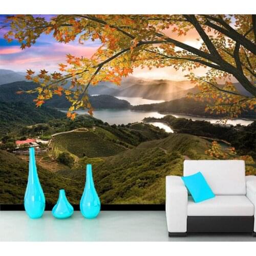 Papel de parede Amazing mountain red leaves natural landscape 3d wallpaper mural,living room bedroom wall papers home decor