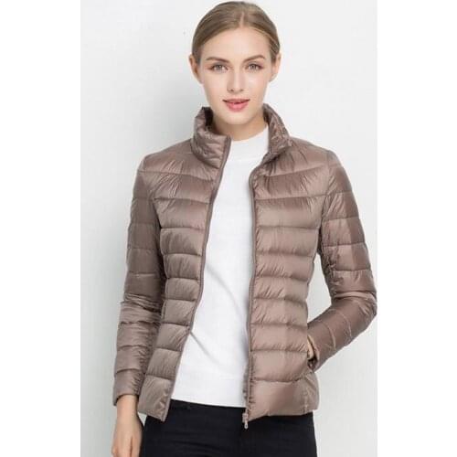 Long Sleeve Parkas Candy Color Zip Coat Women 90% White Duck Down Jacket Winter Fall Female Ultra Light Down Jackets Slim Solid