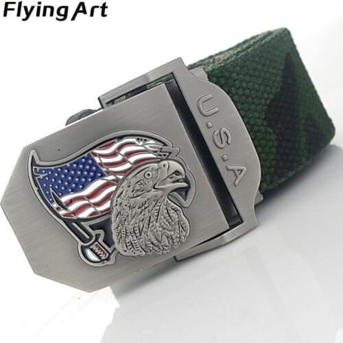 Men&Women Canvas belt Automatic buckle American flag color British Mens thick Canvas Belt fashion belt designer jeans belt