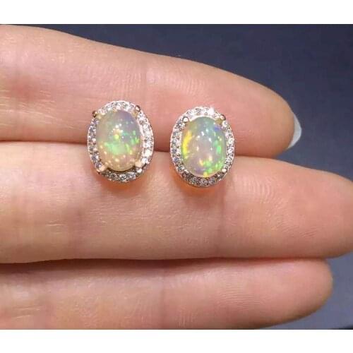 Natural Real OPal Earrings, 925 Sterling Silver Fine Elegant Jewelry for Women Earring