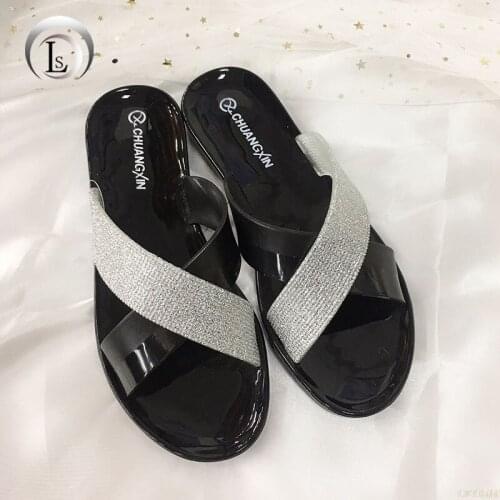 Jelly Shoes Slides Women Summer Slippers Cross Bandage Neon Slipper For Women 2020 Plastic Slippers Holiday Beach Slipper