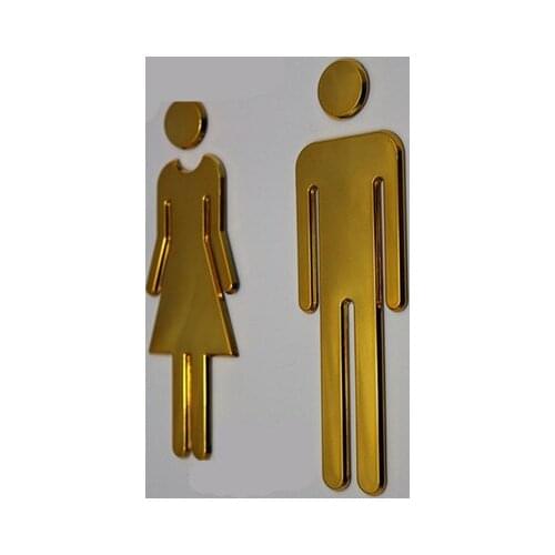 Modern acrylic backed inch sticker men and women sticker or unisex bathroom logo