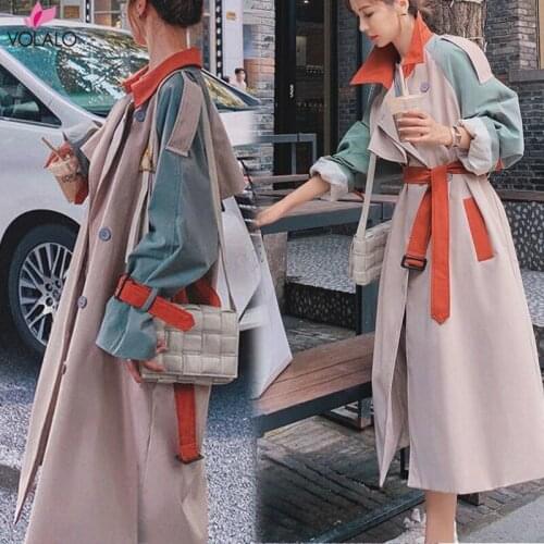 Women Trench Coat Fashion Fall Winter Casual Cotton With Over Size Vintage Long Coats Overcoats Top Double Breasted Outwear