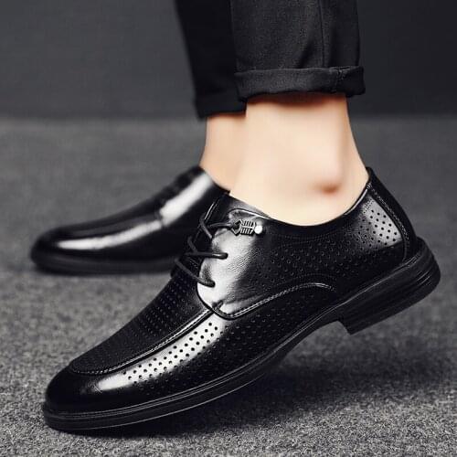 Fashion Luxury Soft Leather Men Formal Business Breathable Rubber Dress Oxford Mens Lace-up Flat Formal Wedding Dress Oxfords