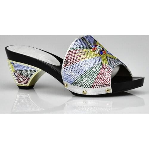 Sliver Color Shoes African Wedding Shoe High Quality Fashion Elegant Italian Women Shoe with Stone High Heels Summer Women Pumps