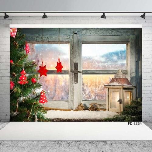 Christmas Tree Window Vinyl Cloth Photography Backgrounds Portrait Photographic Backdrops Photo Studio Photobooth Camera Photo