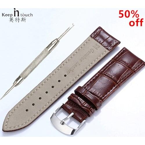 Hight Quality 20mm Watch Band Leather 22mm Men Women Brown Waterproof Watch Strap 16mm Genuine Steel Buckle Black 18mm Watchband