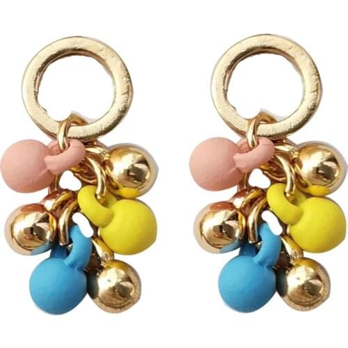 1 Pair Fashion Women Sweet Fresh Contrast Color Ball Tassel Earrings Cute Girl Earrings Candy Color Earring Jewelry Accessories