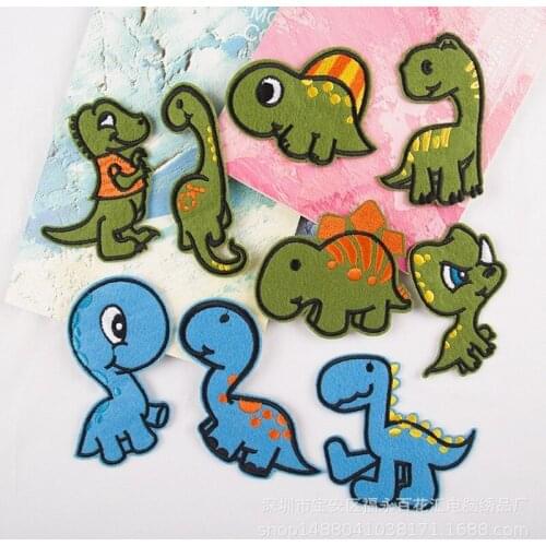 100pcs/lot Embroidery Patch Anime Dinosaur Animal Clothing Decoration Sewing Accessories Craft Diy Iron Heat Transfer Applique