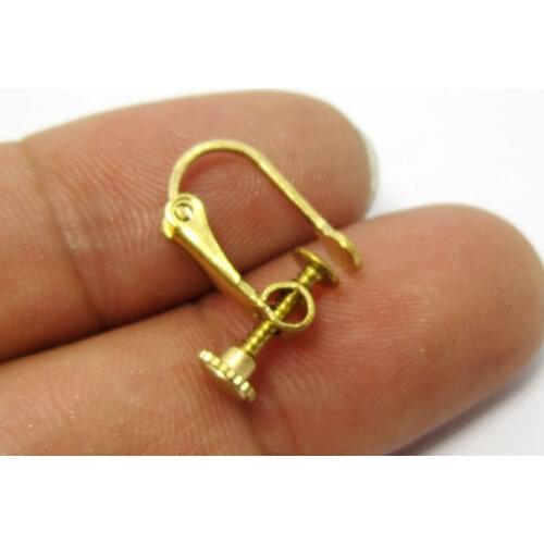 20pcs Brass earrings clips 15.5mm Raw Brass Screw back earrings clips R260