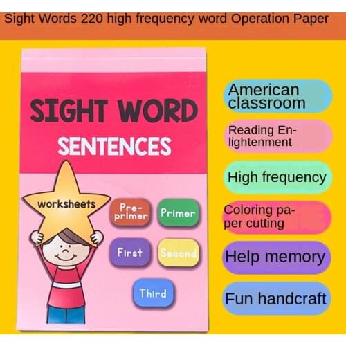 225 Pages/Book Educational Toys Children Learn English Homework Sight Word Sentence Interactive Phonics Practice Workbook