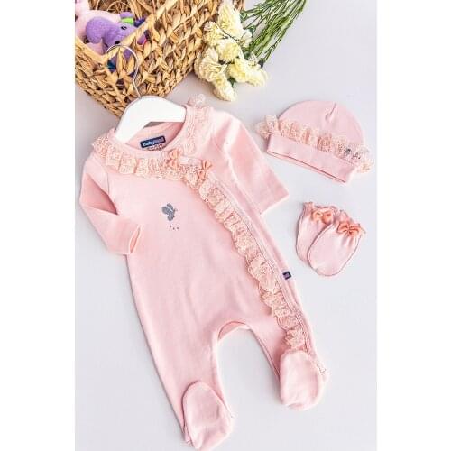 Babymod Natural Guipure 3 Pieces Baby Girl Rompers Set