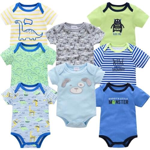 6 8PCS Newborn Baby Boy Bodysuit Cute Cotton Girl Clothes Twins Baby Onesie Body Infantil Ropa Bebe De Cartoon Toddler Jumpsuits