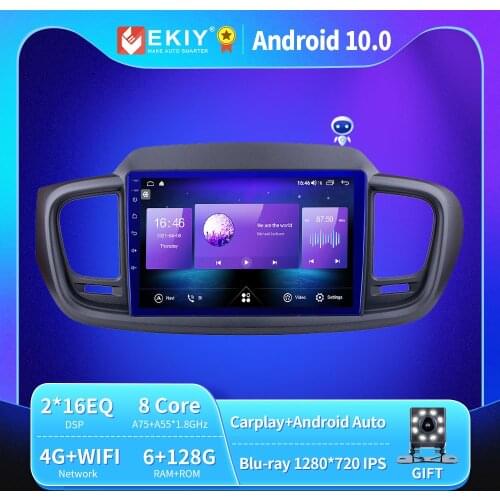 EKIY Autoradio Android 10 For KIA Sorento 3 2014 - 2017 Car Radio Blu-ray 1280*720 IPS/QLED Multimedia Player GPS Navi no 2din