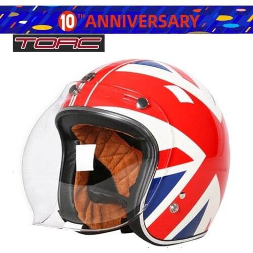Free shipping 1pcs TORC T50 3/4 Open Face Moto Helmet Transparent Bubble Mirror DOT Approved Vintage Motorcycle Helmets