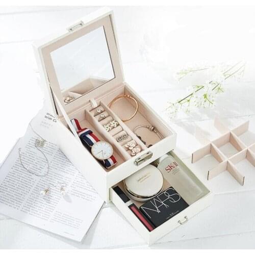 Free shipping Fashion Design Leather Jewelry Box Jewelry Case Jewelry Package Storage Large Space Jewelry Ring Necklace