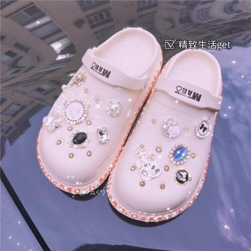 Brand Shoes DIY Jewelry Chains Designer Bling Rhinestone Girl Gift For Clog Pearl Decaration Metal Love croc jibz Accessories